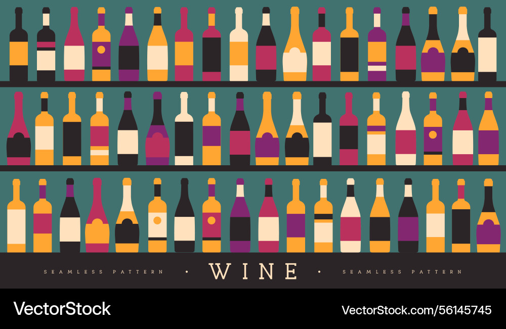 Seamless pattern with various wine bottles Seamless pattern with various wine bottles vector image