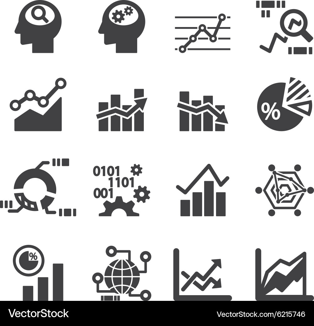 Analytics Icon Set - Charts & Graphs Vector Image