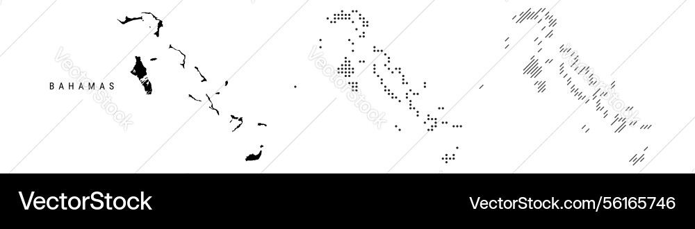Bahamas silhouette map and two patterns of dots Bahamas silhouette map and two patterns of dots Vector Image