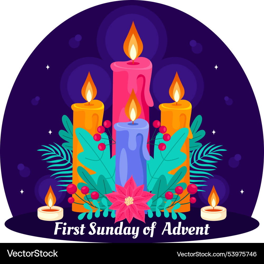First sunday of advent or the beginning a new First sunday of advent or the beginning a new vector image