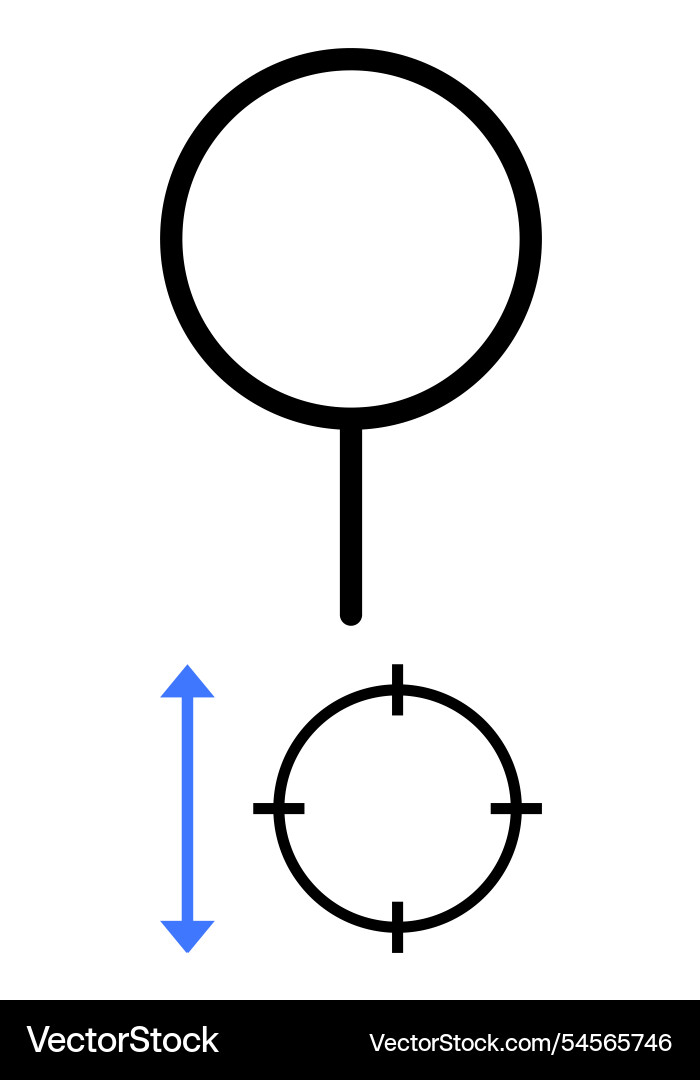 Magnifying glass and target circle with vertical Magnifying glass and target circle with vertical vector image