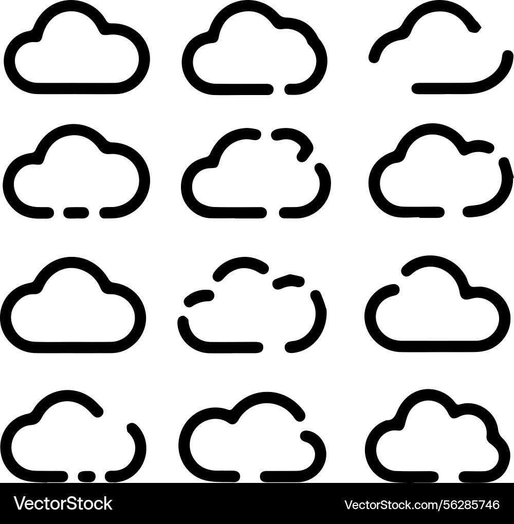 Set of cloud icons in a grid layout Vector Image