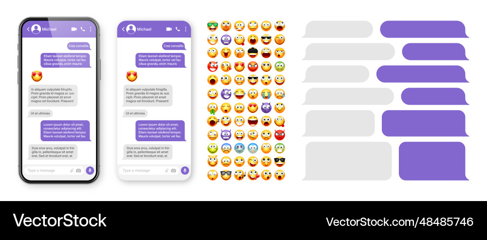 Smartphone messaging app user interface design vector image