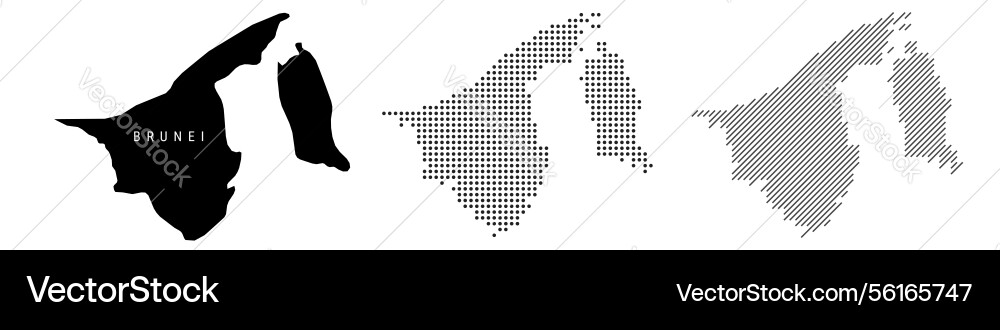 Brunei silhouette map and two patterns of dots Brunei silhouette map and two patterns of dots vector image