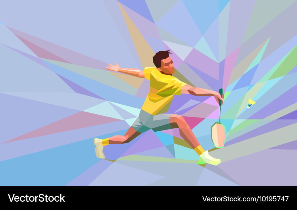 Dynamic Polygonal Badminton Player Vector Image