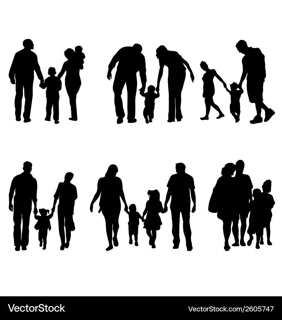Family Silhouettes Walking vector image