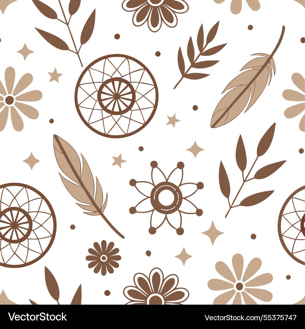 Retro bohemian seamless pattern with eclectic Vector Image