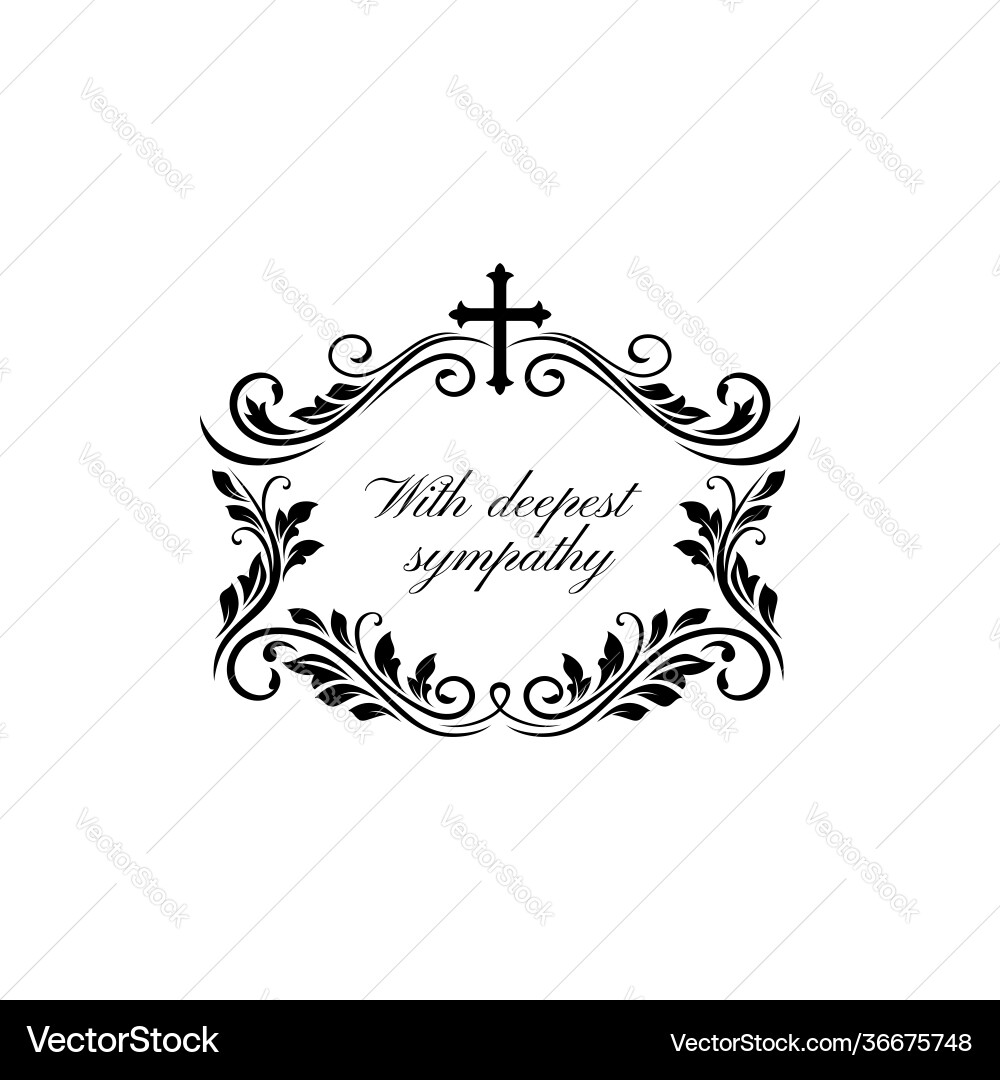 Deepest Sympathy Frame with Cross Vector Image