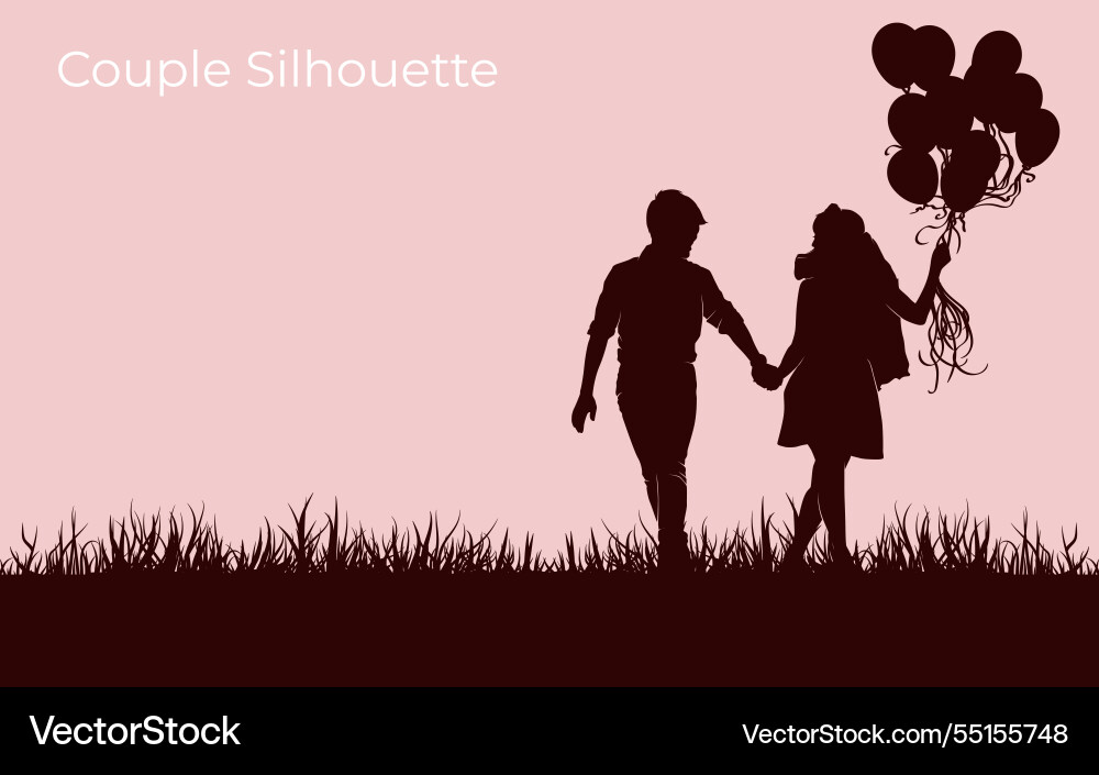 Romantische Silhouette Paar Gehhand Romantische Silhouette Paar Gehhand vektorbild
