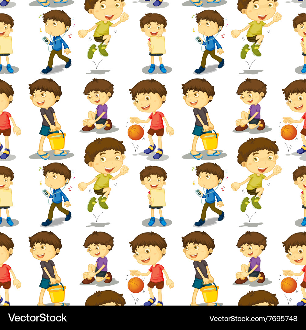 Seamless boy in different actions Vector Image