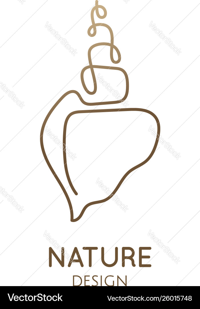 Seashell simple logo one line Royalty Free Vector Image