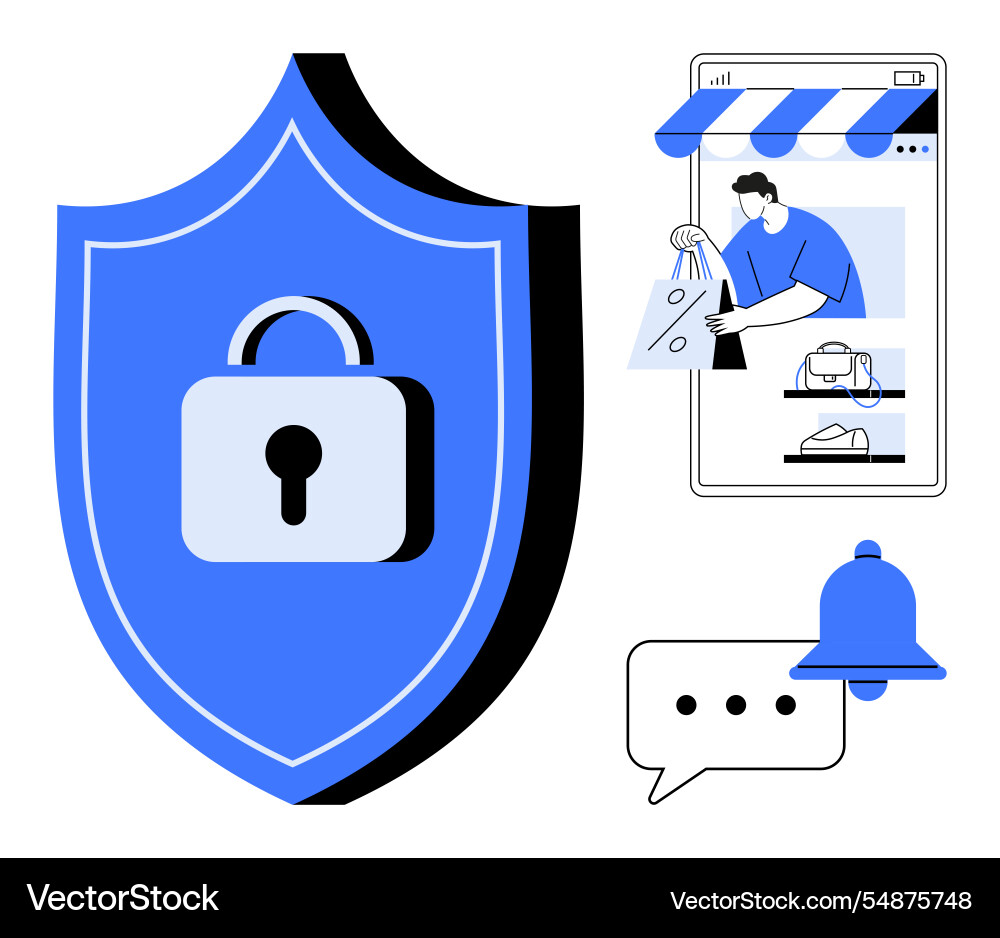 Secure online shopping with notifications Secure online shopping with notifications vector image