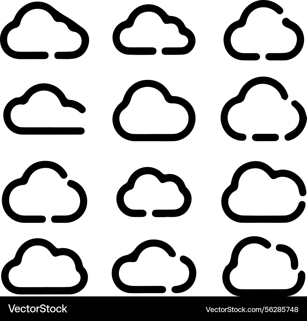 Set of cloud icons in a grid layout Vector Image