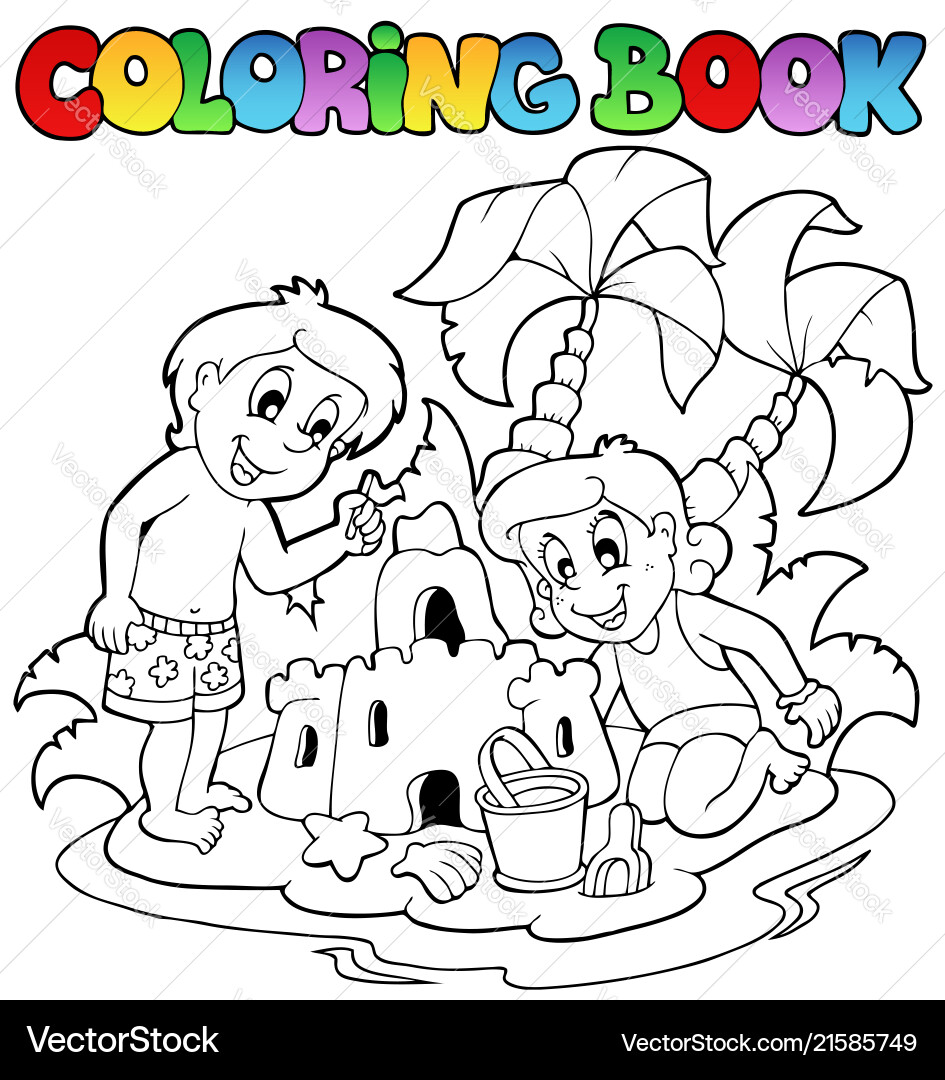 Coloring book with summer theme 1 Coloring book with summer theme 1 vector image