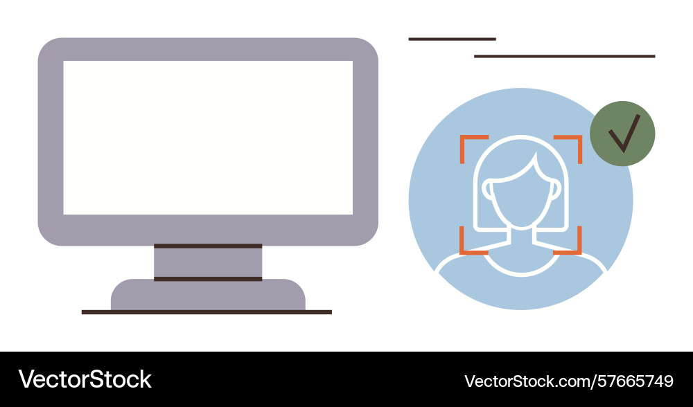Face recognition technology with computer screen Face recognition technology with computer screen vector image