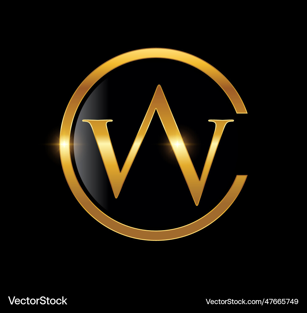 Golden wc monogram logo initial letters Vector Image