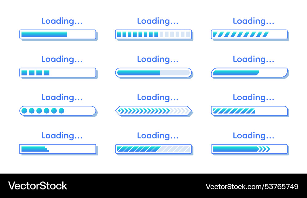 Load bar time progress download or upload speed Load bar time progress download or upload speed vector image