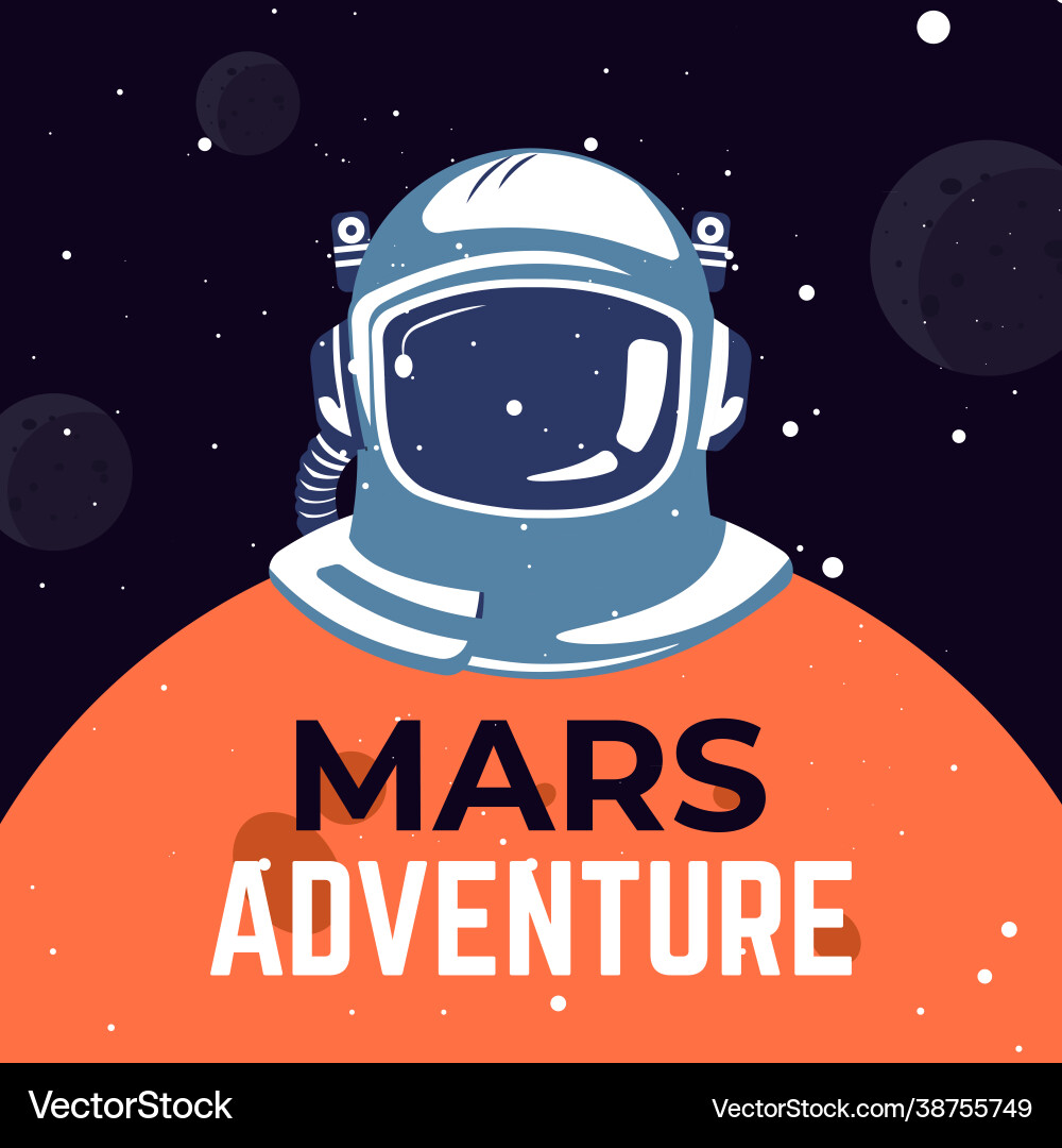 Mars adventure outer space exploration in universe Vector Image