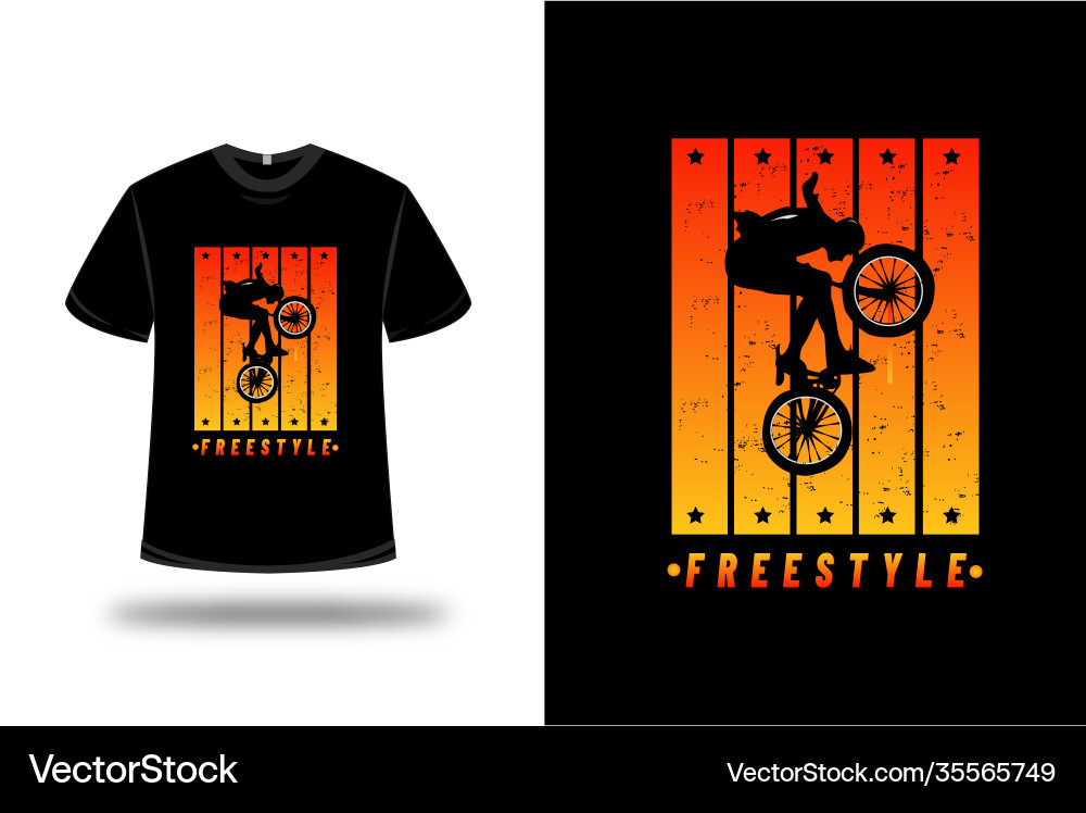 T-shirt freestyle color orange and yellow vector image