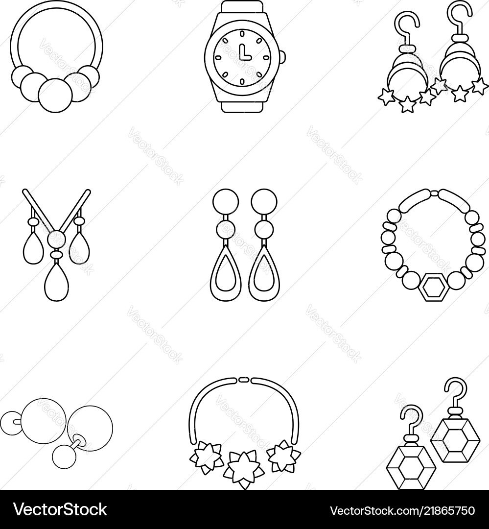 Adamantine icons set outline style Adamantine icons set outline style vector image