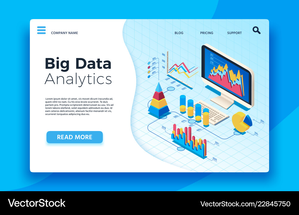 Big Data Analytics Isometric vector image
