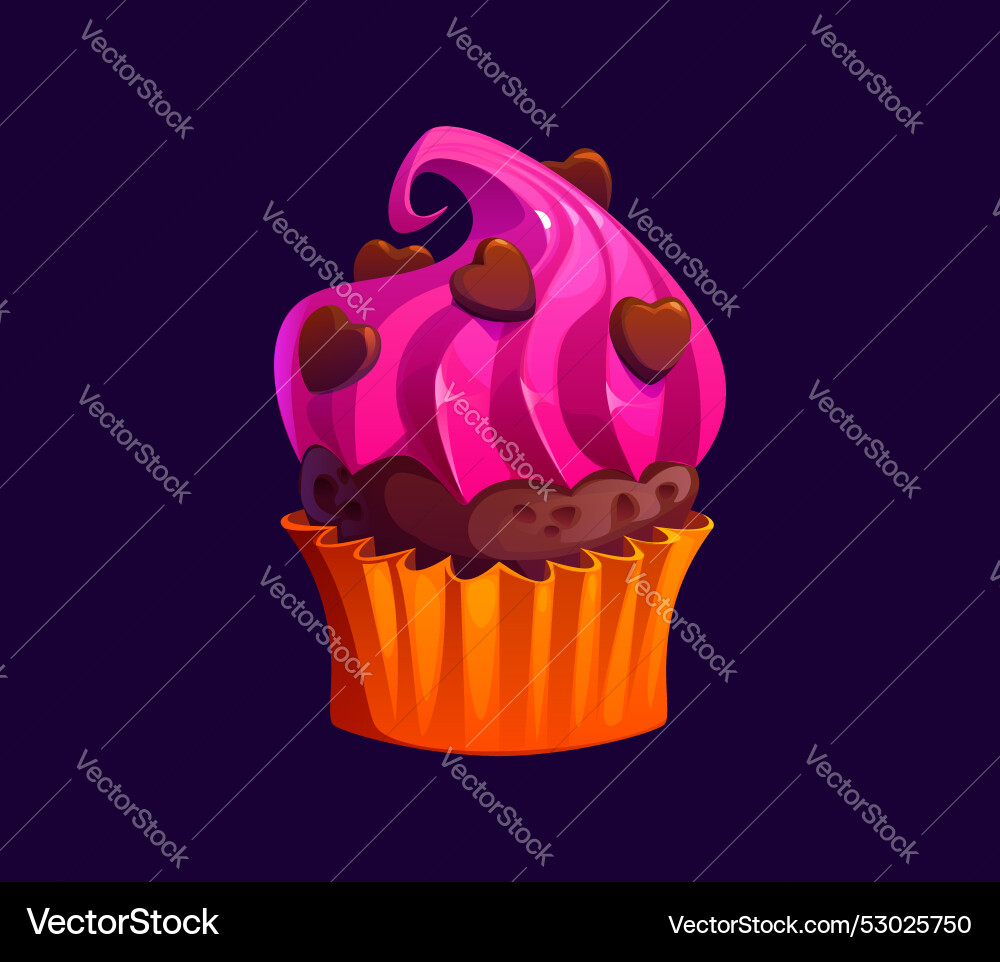 Cartoon Valentinstag Cupcake mit satten rosa Frosting Cartoon Valentinstag Cupcake mit satten rosa Frosting vektorbild