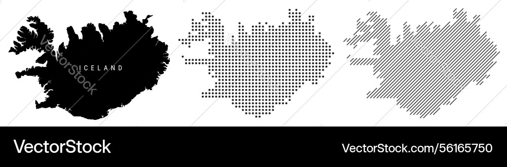 Iceland silhouette map and two patterns of dots Iceland silhouette map and two patterns of dots Vector Image