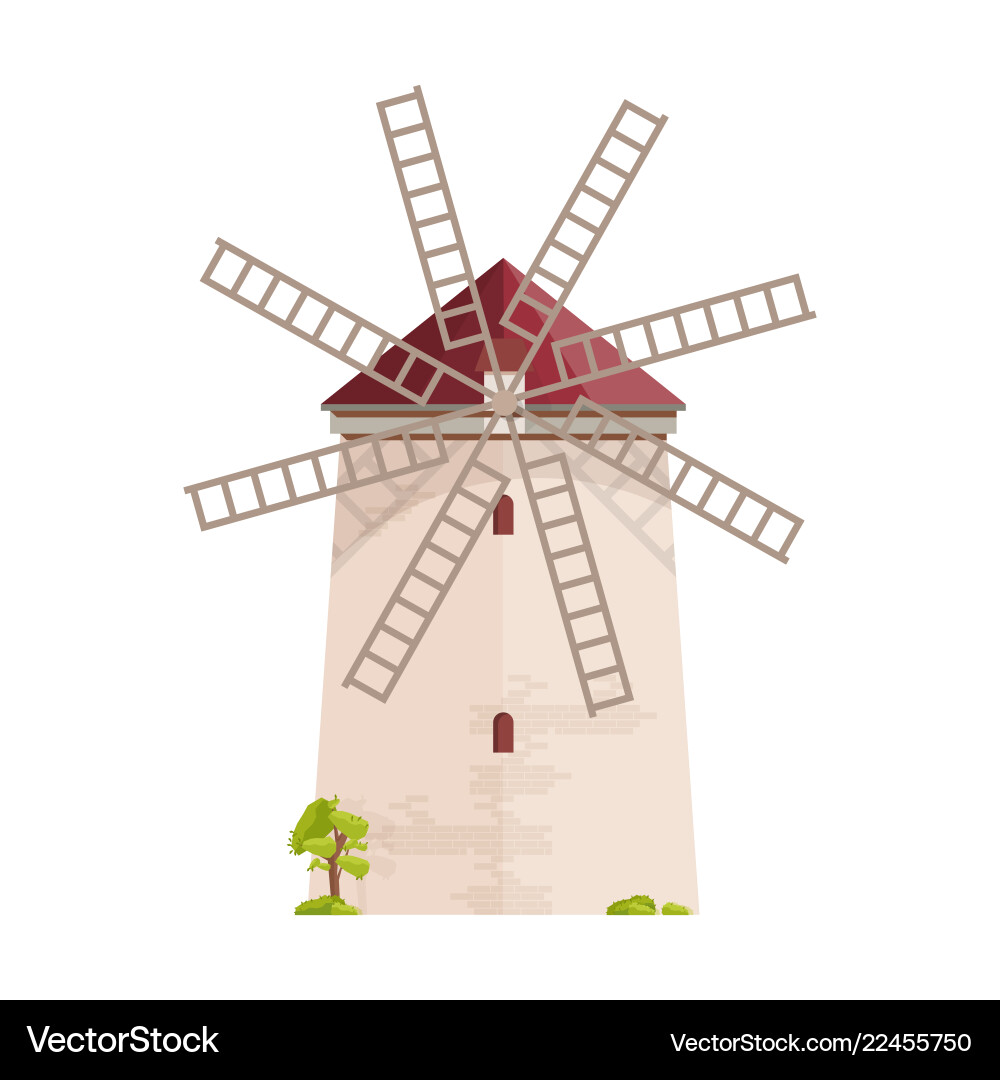 Old european windmill isolated on white background Old european windmill isolated on white background vector image