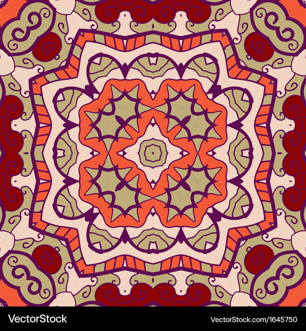 Ornamental round seamless pattern with many Vector Image