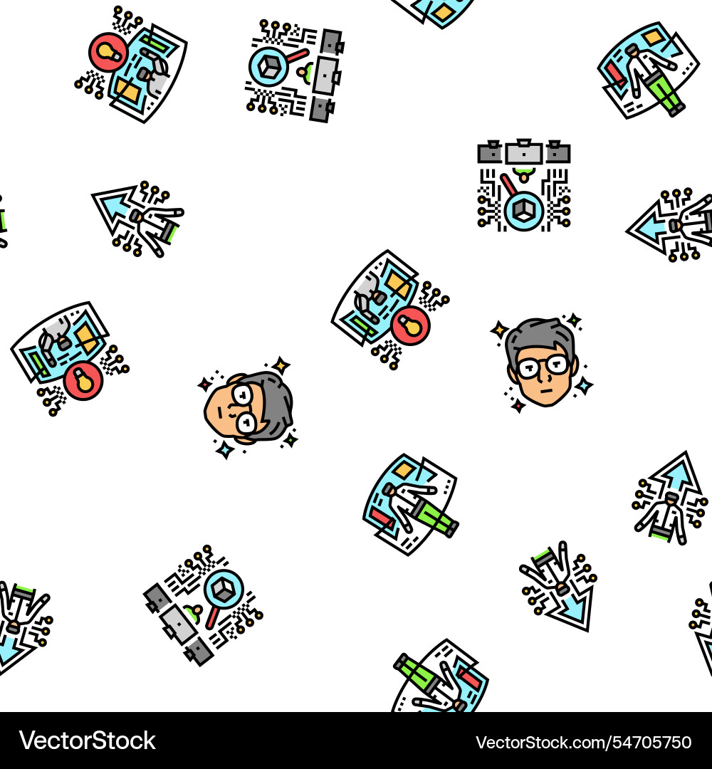 Tech enthusiast geek nerd man seamless pattern Tech enthusiast geek nerd man seamless pattern vector image