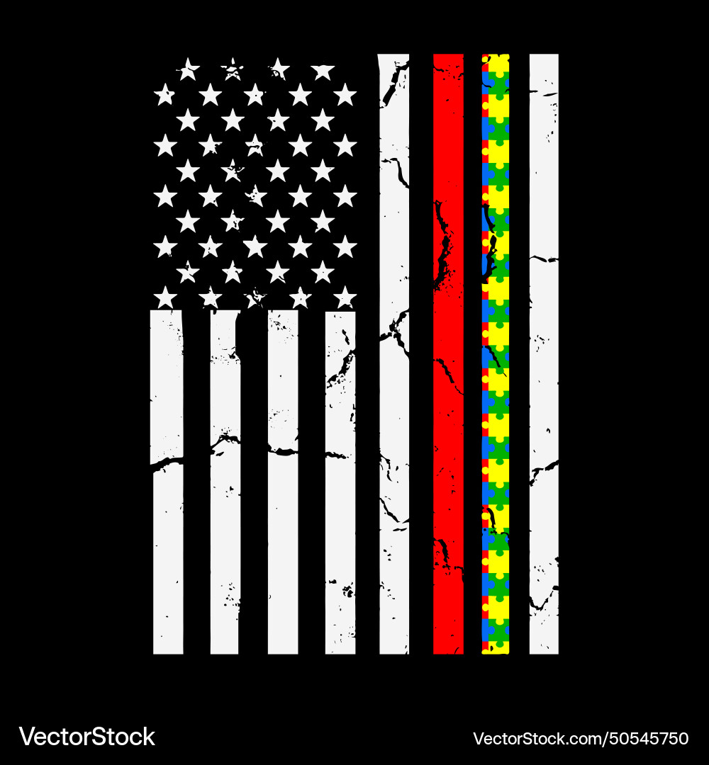 Thin red line firefighter support autism 4th july Thin red line firefighter support autism 4th july vector image