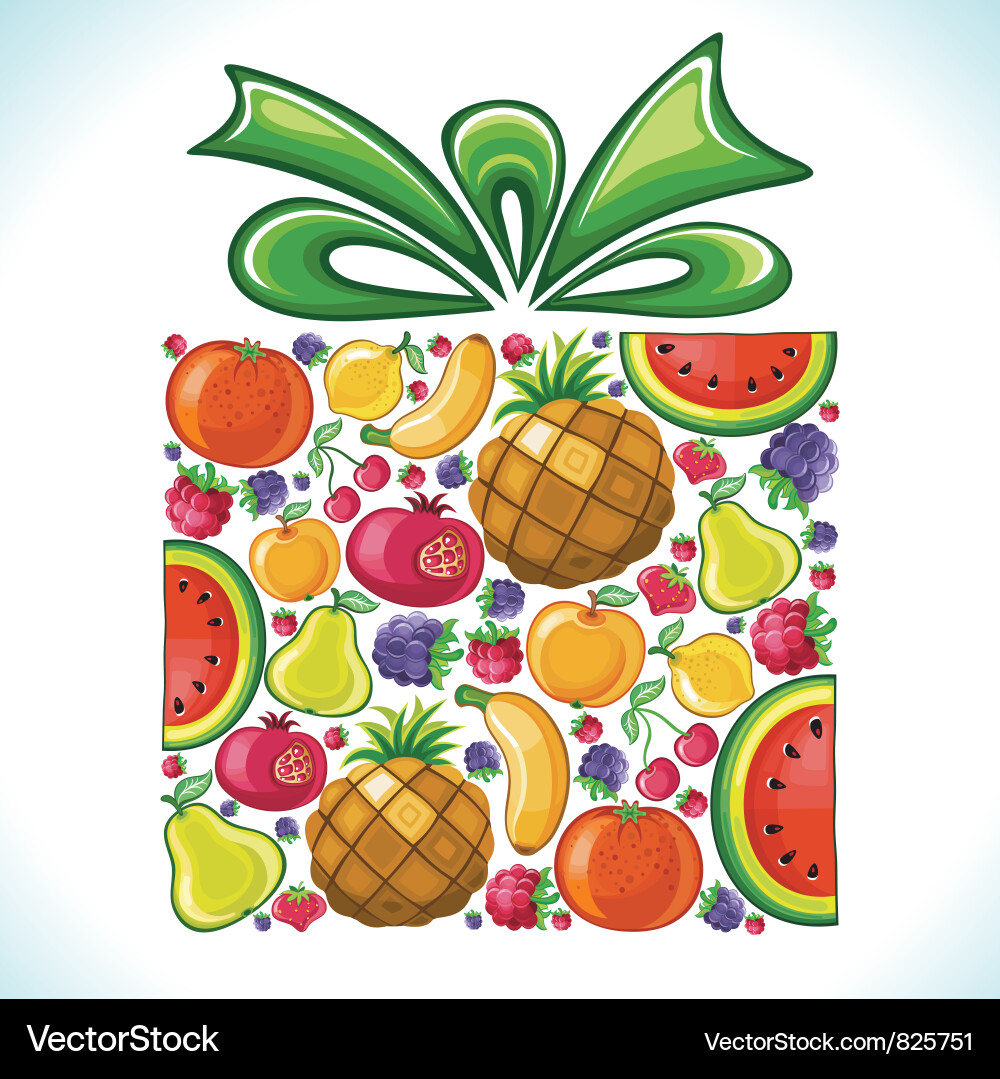 Colorful Fruit Gift Box Vector Image