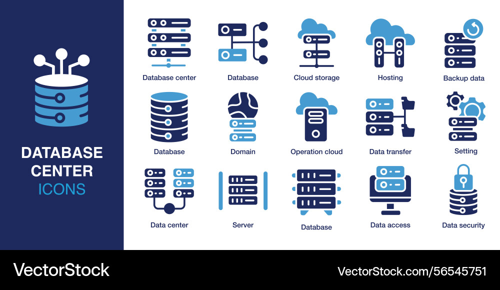 Database center icon set vector image
