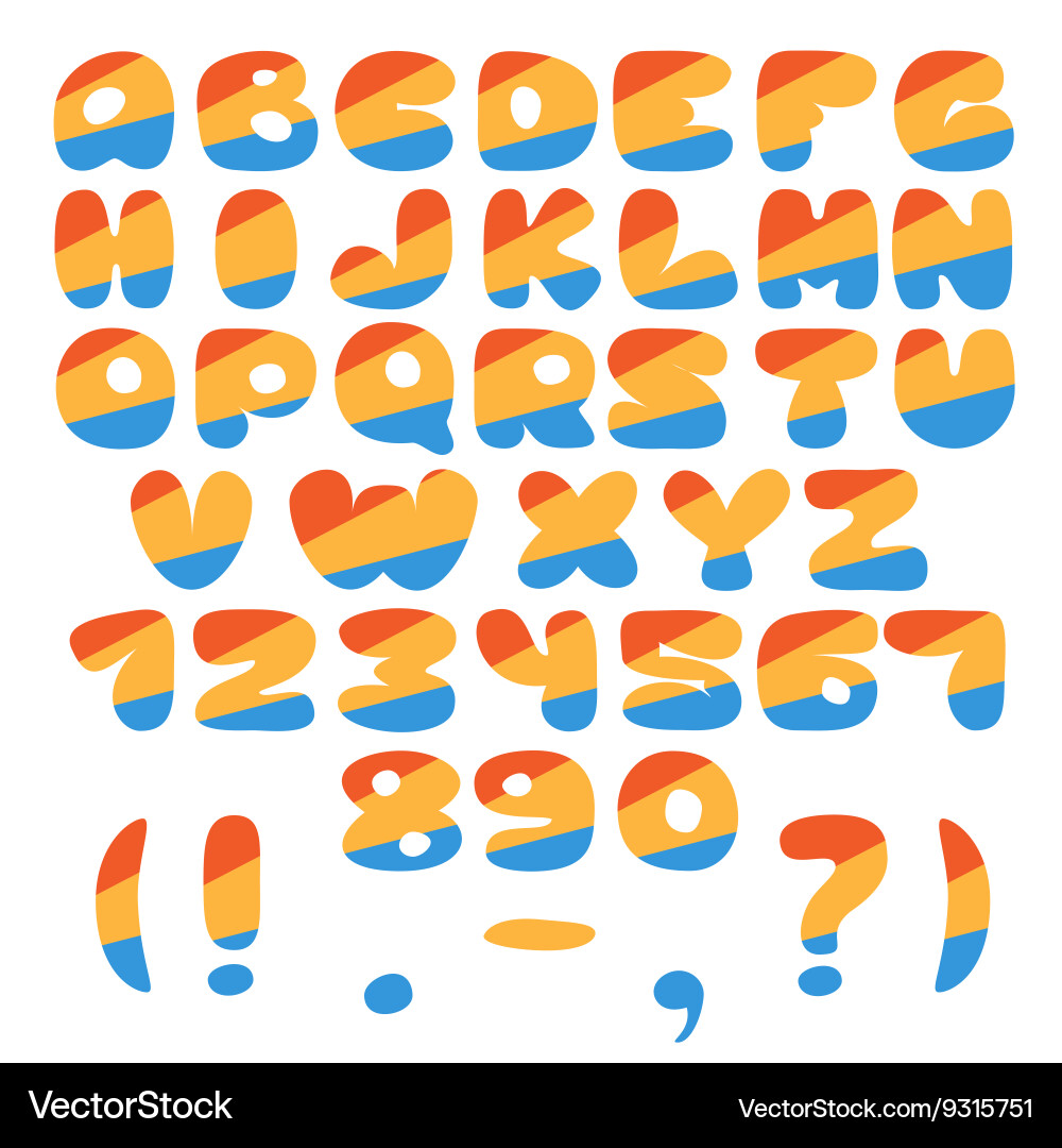 Different colors alphabet Royalty Free Vector Image