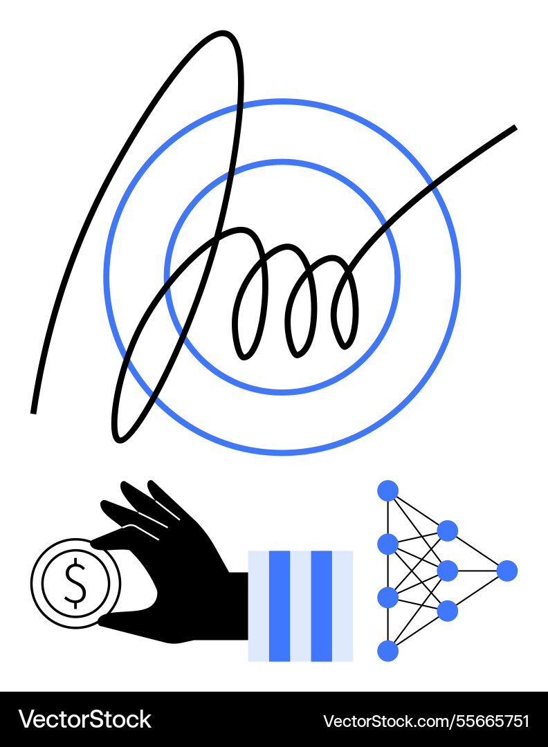Digital signature with network nodes and hand Digital signature with network nodes and hand vector image
