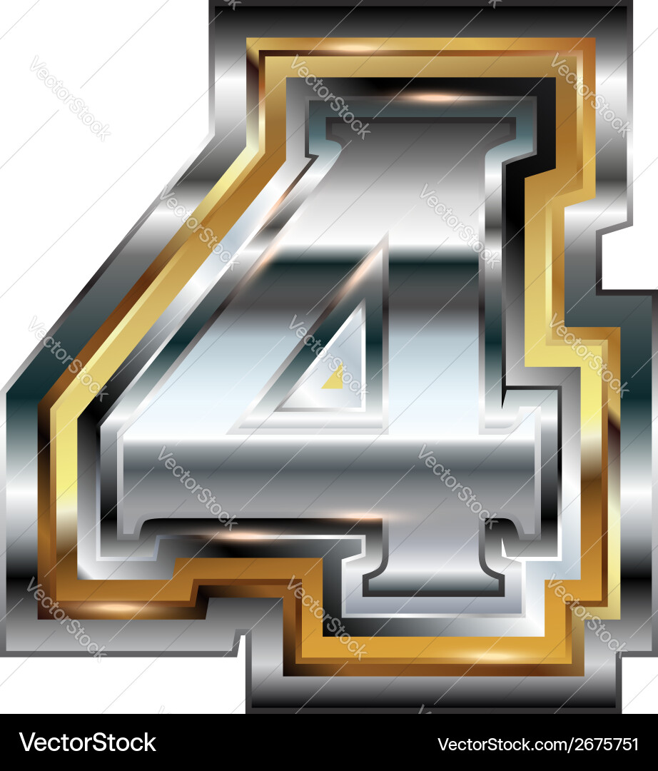 Fancy font number 4 vector image