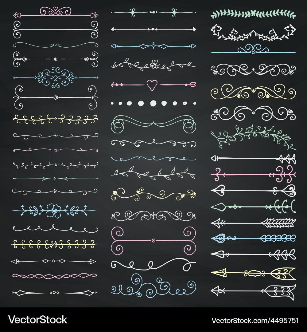 Hand Drawn Chalk Dividers & Arrows vector image