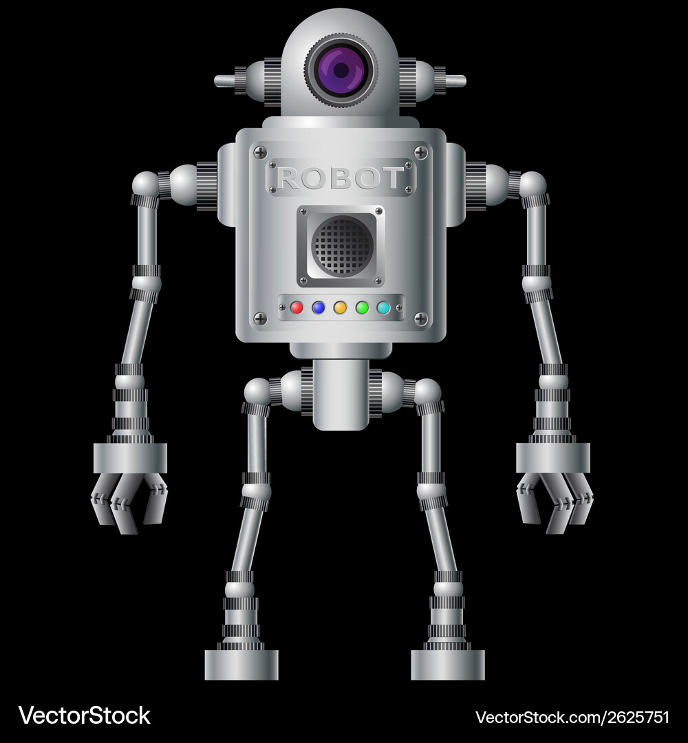 Metallic Robot Character Vector Image