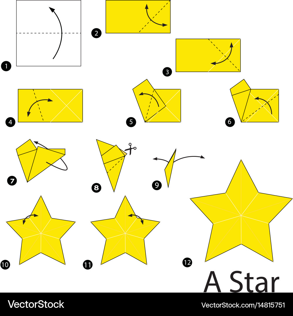 Origami Star Tutorial - Step by Step – Royalty-Free Vector | VectorStock, image size:1000x1080