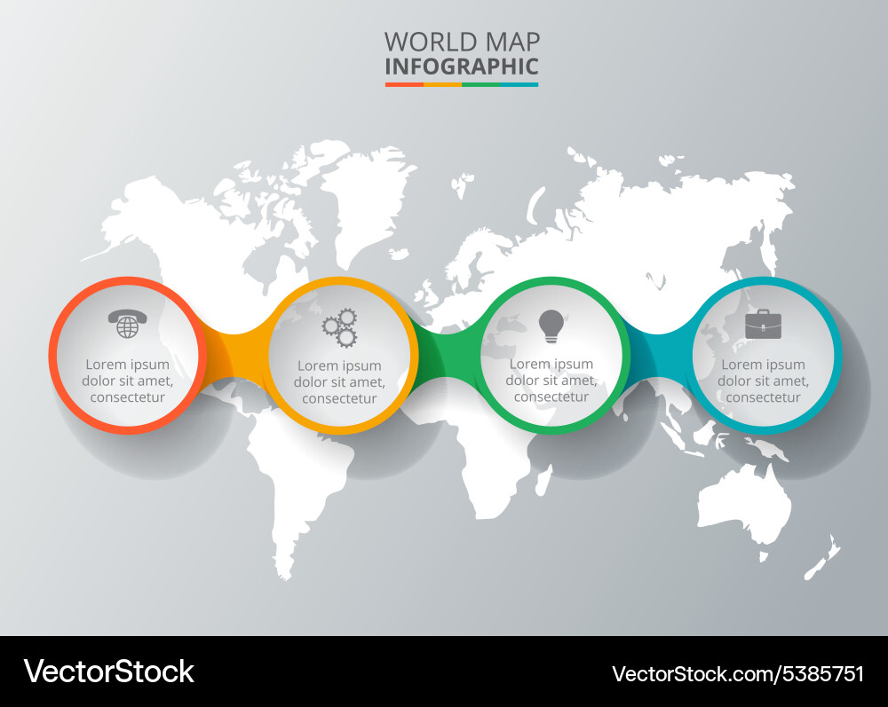 World map with infographic elements Royalty Free Vector