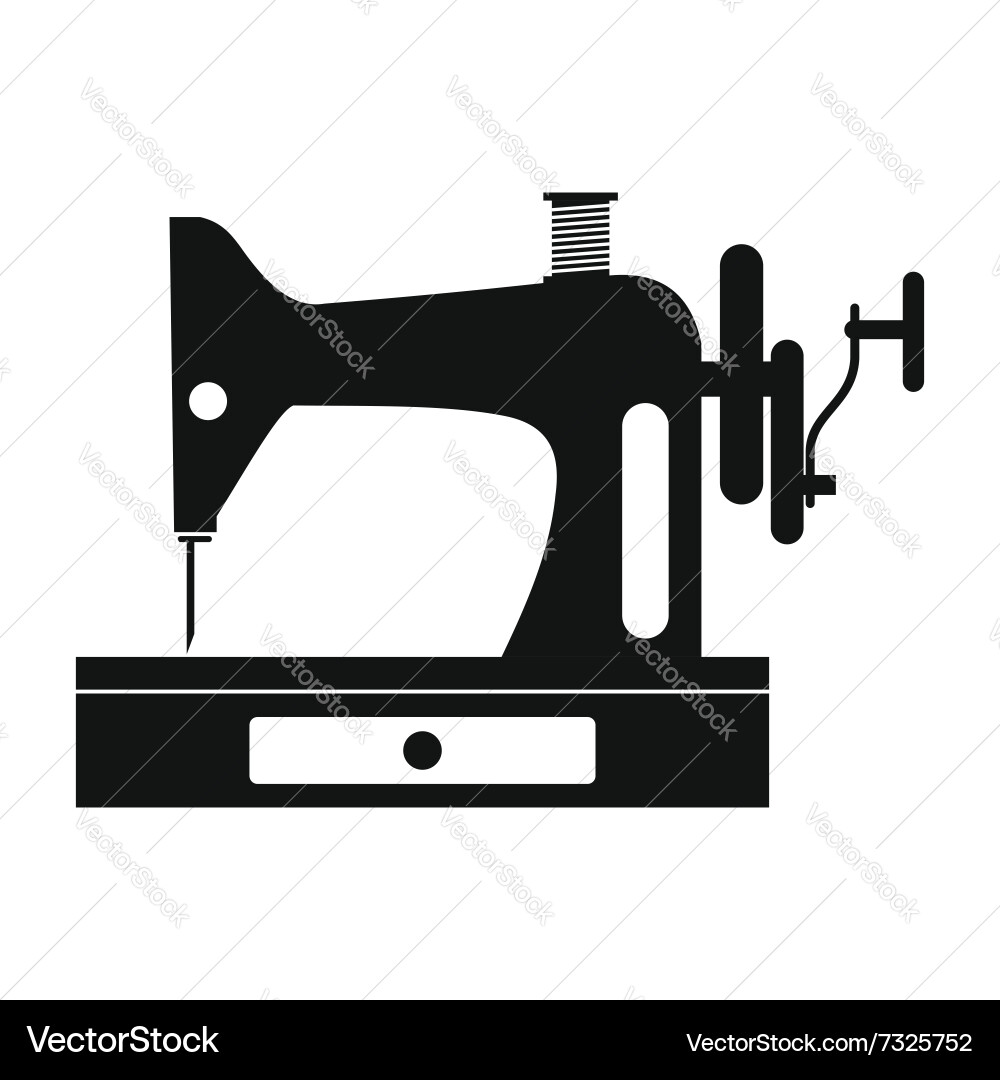 Black old sewing machine simple icon Royalty Free Vector