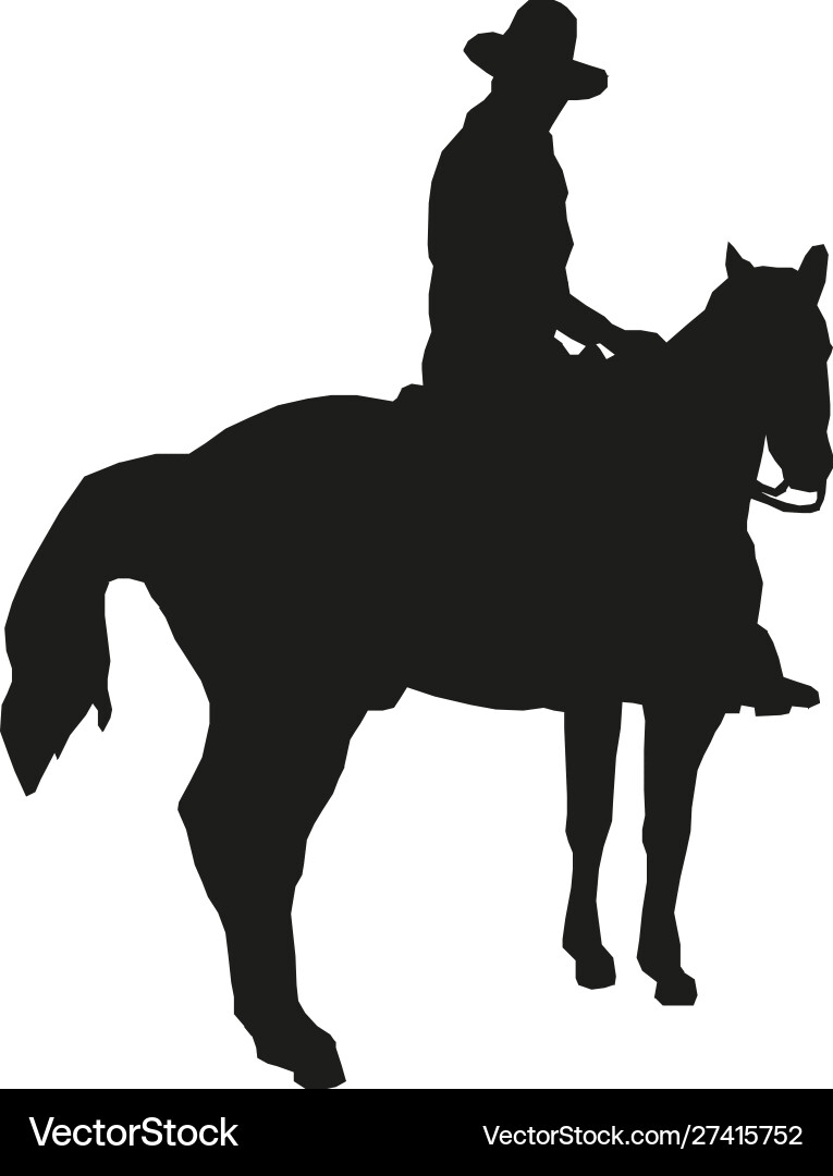 Cowboy Horse Silhouette - Western Theme Vector Image
