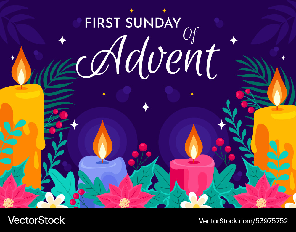 First sunday of advent or the beginning a new First sunday of advent or the beginning a new vector image