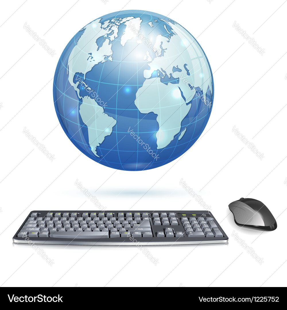 Global Computing – Keyboard & Mouse with Earth vector image