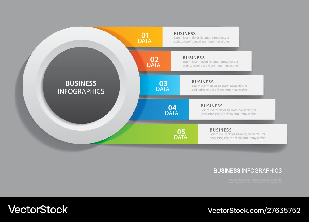 Infographics tab in horizontal paper index with 5 Infographics tab in horizontal paper index with 5 vector image