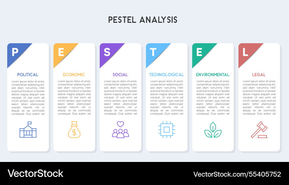 Professional pestel analysis infographic with 3d Professional pestel analysis infographic with 3d vector image