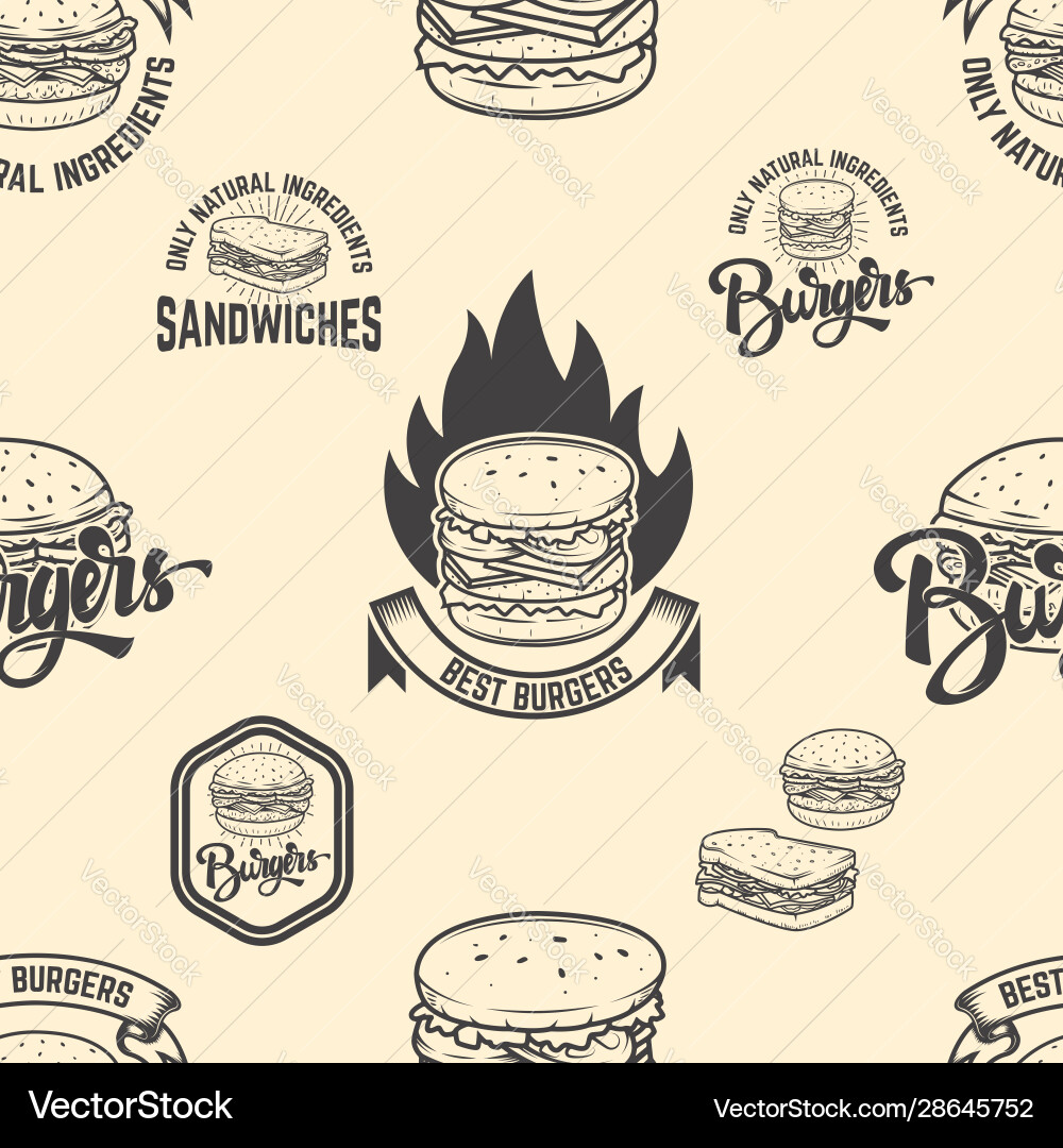 Seamless pattern with burgers design element Seamless pattern with burgers design element vector image