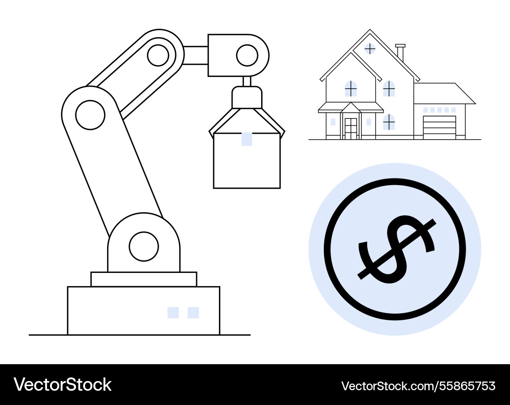 Automated robotic arm house architecture Automated robotic arm house architecture Vector Image