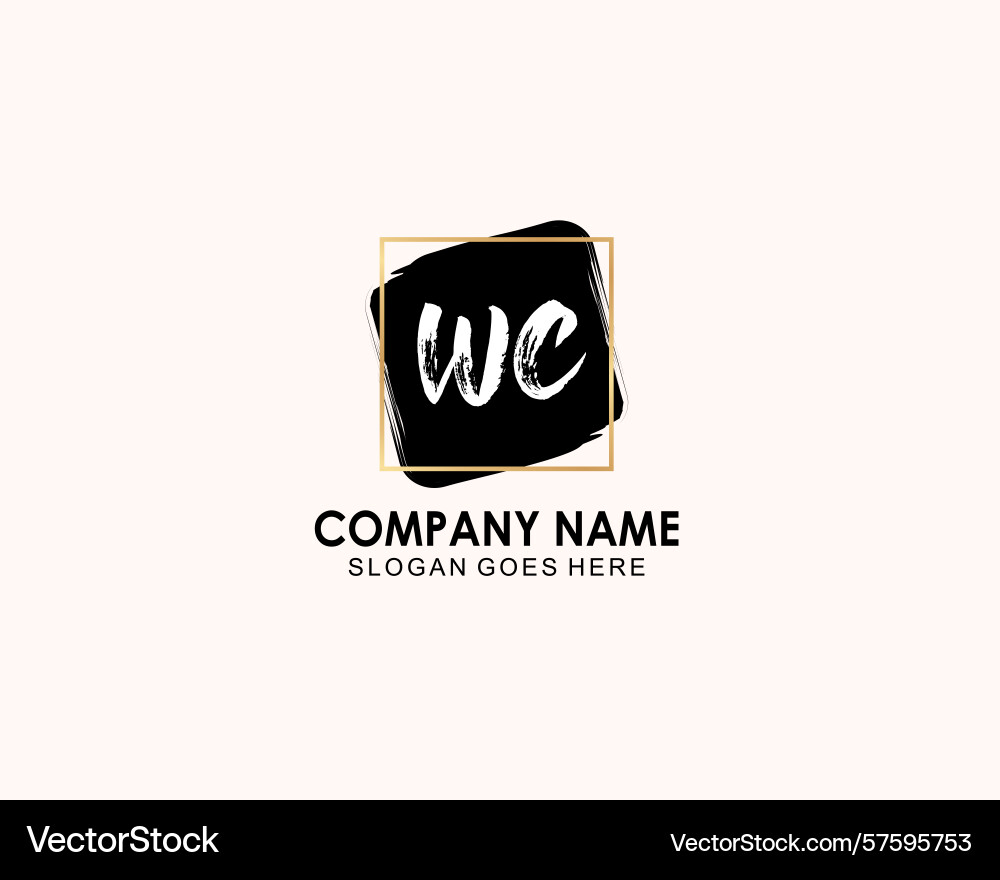 Minimalist wc monogram logos with botanical Vector Image