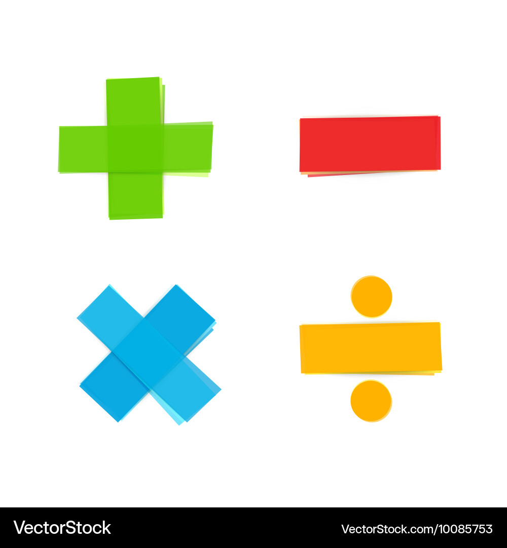 Plus minus multiply divide mathematical symbols Vector Image